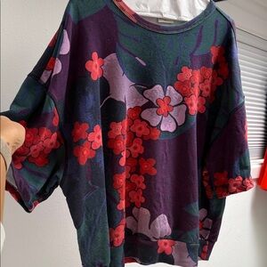 Dries Van Noten Purple and Red Floral short Sleeve Top